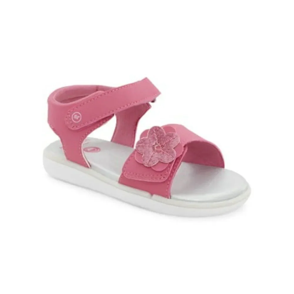 Stride Rite Jade Pink Glitter Flower Sandals Toddler Girls Size 9M EU 25